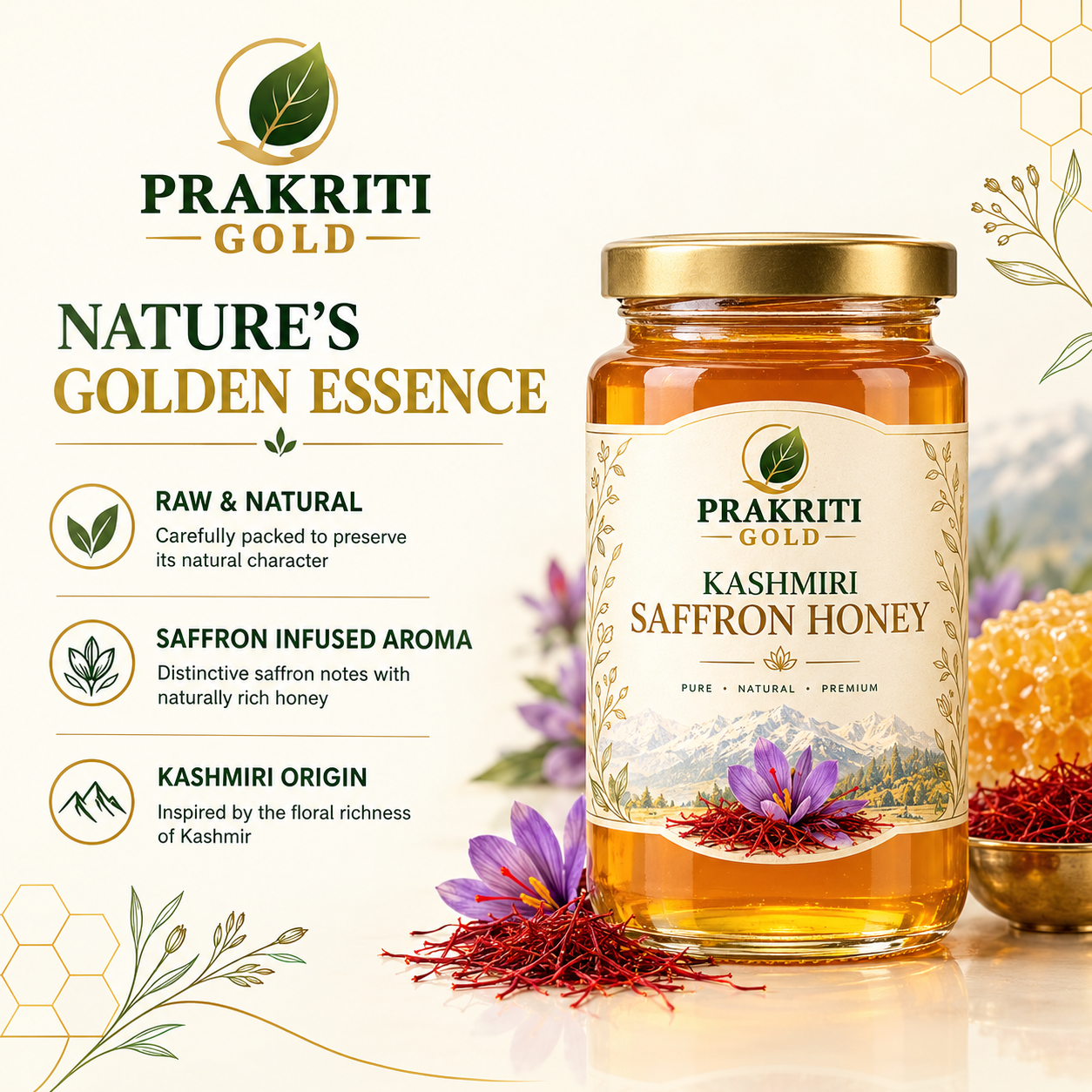Kashmiri Raw Saffron Honey - Image 2